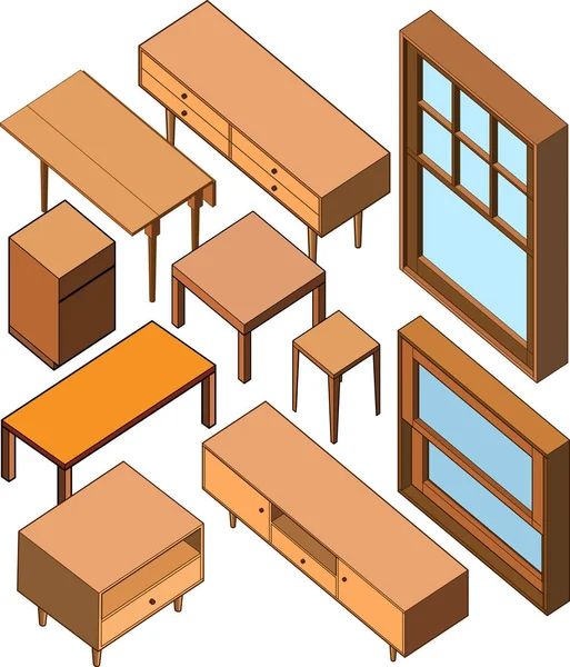 Möbelsatz Vektorillustration — Stockvektor