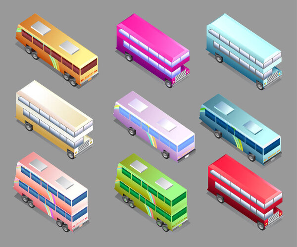 set of buses, transport, vehicles, vector illustration 