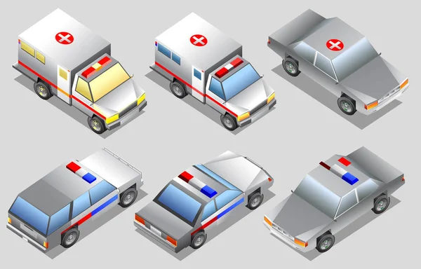 Set Trasporto Veicoli Ambulanza Illustrazione Vettoriale — Vettoriale Stock