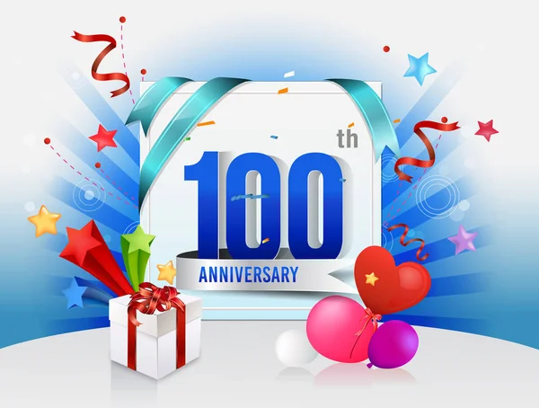 100 Anos Aniversário Fundo Decorativo Com Balões — Vetor de Stock