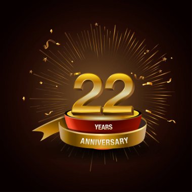 22 yıl altın yıldönümü dekoratif arka plan