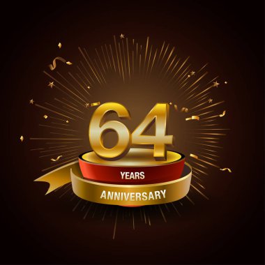 64 yıl altın yıldönümü dekoratif arka plan