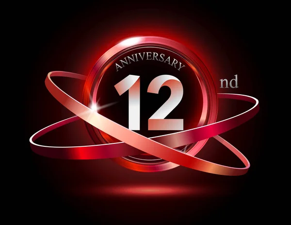 12年红色周年纪念装饰背景 — 图库矢量图片