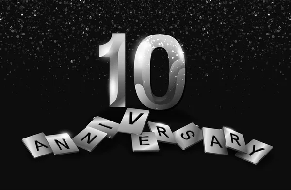 10年银色周年纪念装饰背景 — 图库矢量图片