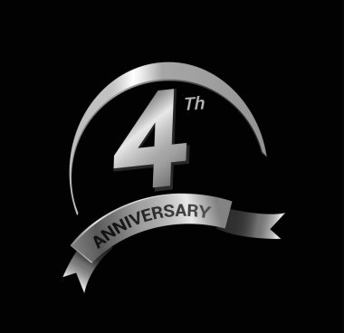 4 yıl yıldönümü dekoratif arka plan gümüş