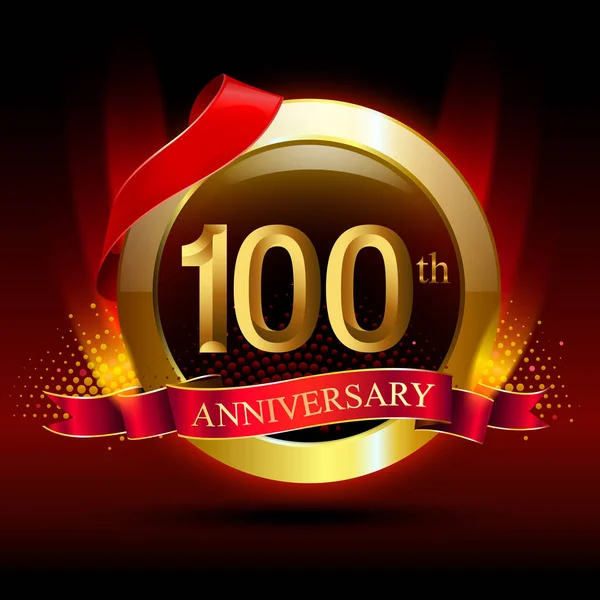 100 Jaar Rode Verjaardag Decoratieve Achtergrond — Stockvector