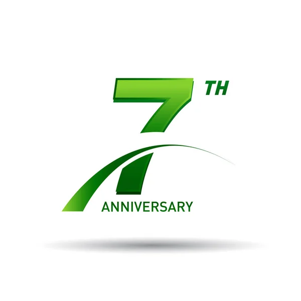7年绿色周年纪念标志在白色背景 — 图库矢量图片