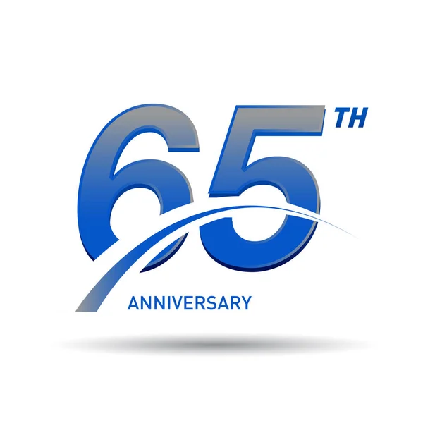 65年蓝色周年纪念标志在白色背景 — 图库矢量图片
