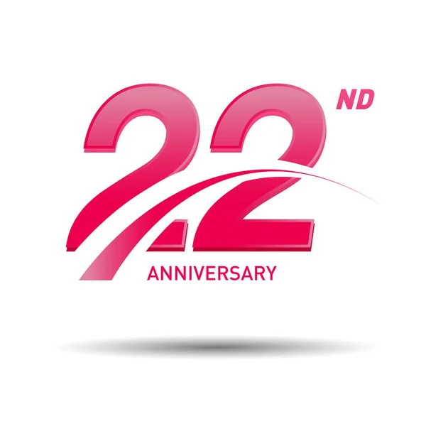 Years Red Anniversary Logo White Background — Stock Vector