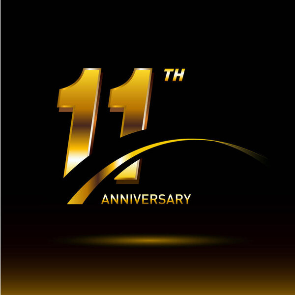 11  years golden  anniversary decorative background