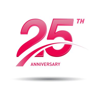 Beyaz arka plan üzerinde 25 yıl kırmızı yıldönümü logo