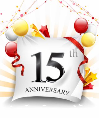 Balonlar ile 15 yıl yıldönümü dekoratif arka plan