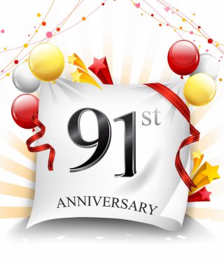 Balonlu 91 yıl yıldönümü dekoratif arka plan