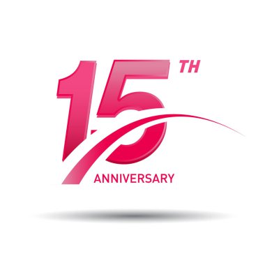 Beyaz arka plan üzerinde 15 yıl kırmızı yıldönümü logo