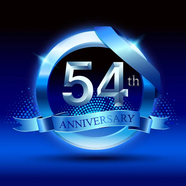 54年蓝色周年纪念装饰背景 — 图库矢量图片