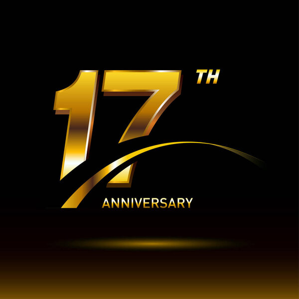 17  years golden  anniversary decorative background