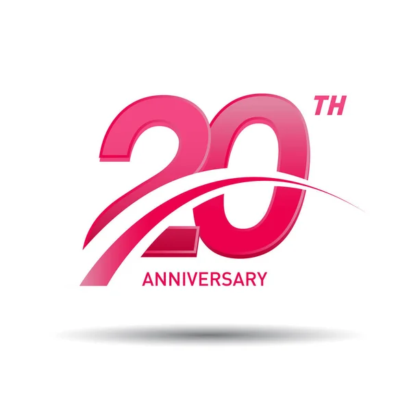 Beyaz arka plan üzerinde 20 yıl kırmızı yıldönümü logo