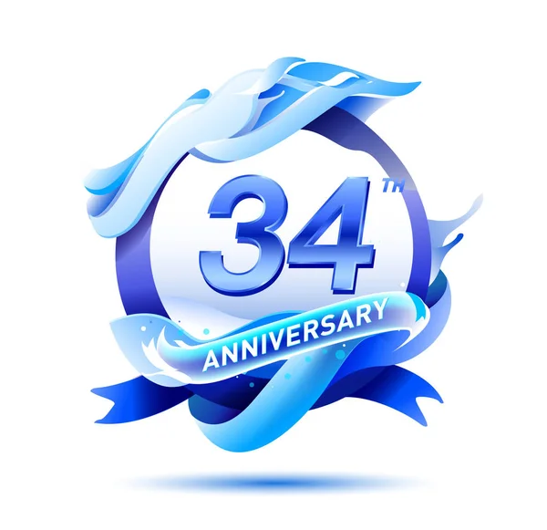 Years Blue Anniversary Decorative Background — Stock Vector