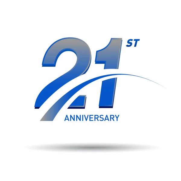 Logo Aniversario Azul Años Sobre Fondo Blanco — Vector de stock