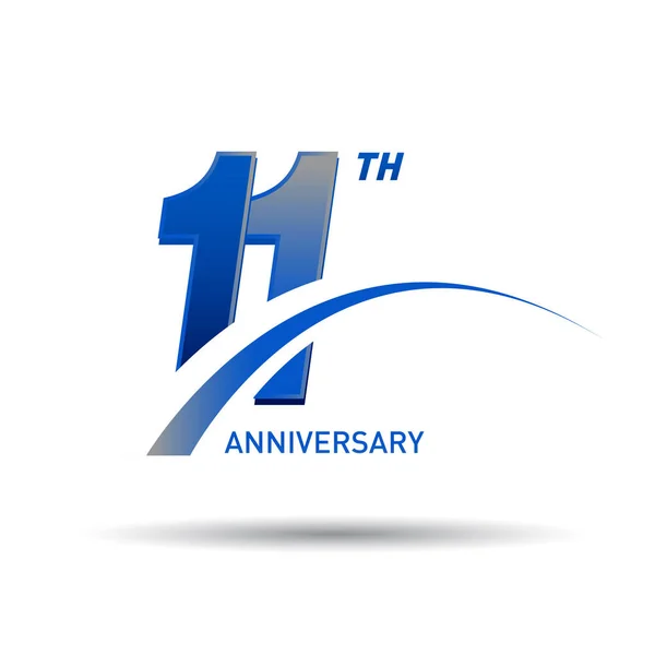 11年蓝色周年纪念标志在白色背景 — 图库矢量图片
