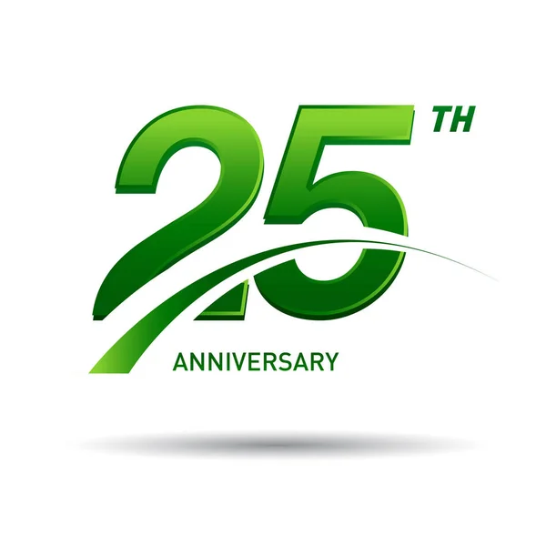 Beyaz arka plan üzerinde 25 yıl yeşil yıldönümü logo
