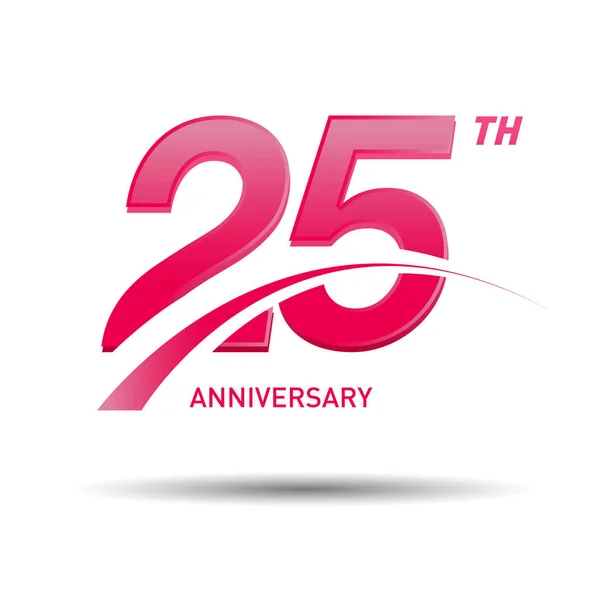 25年红色周年纪念标志在白色背景 — 图库矢量图片