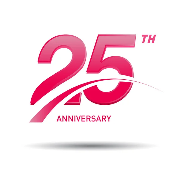 Beyaz arka plan üzerinde 25 yıl kırmızı yıldönümü logo