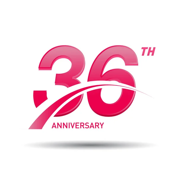 Logo Aniversario Rojo Años Sobre Fondo Blanco — Vector de stock