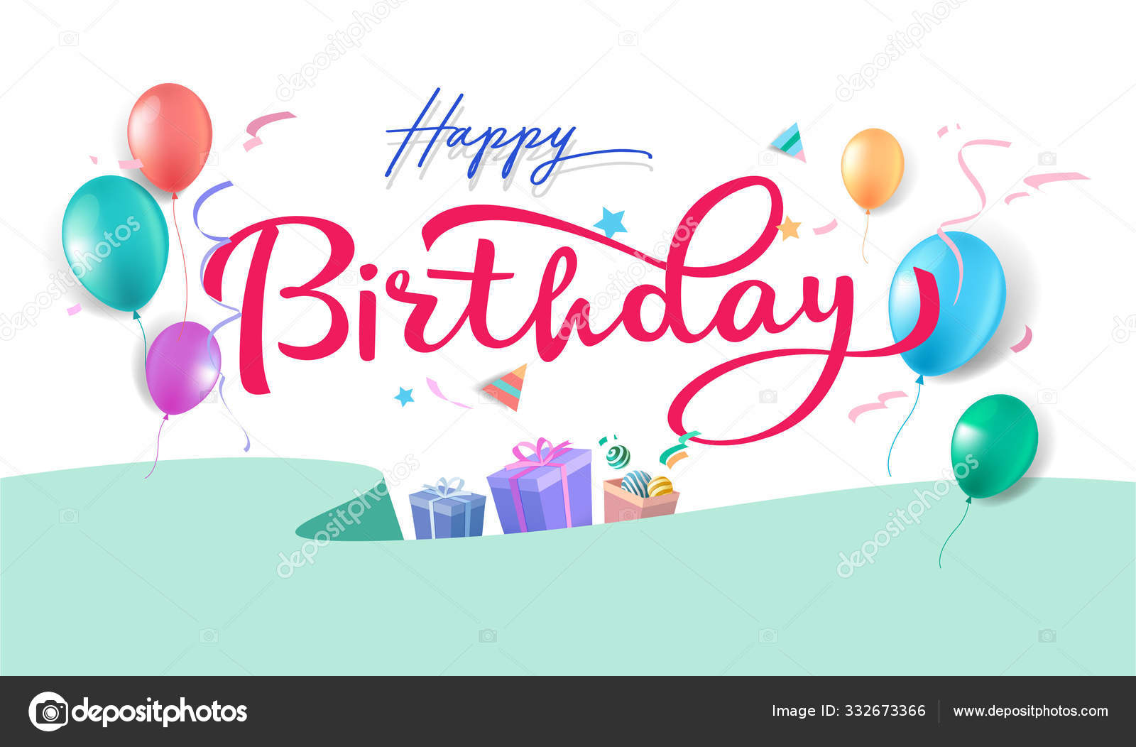 Happy Birthday Logo Decorative Background Vector Image By C Vectorawesome Vector Stock