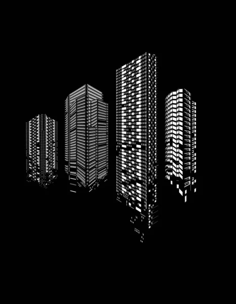 Modern Skyscrapers Vector Illustration — Stock Vector