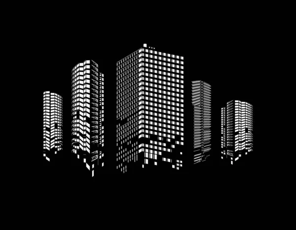 Modern Skyscrapers Vector Illustration — 스톡 벡터