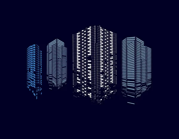 Modern Skyscrapers Vector Illustration — Stock Vector