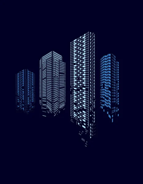 Modern Skyscrapers Vector Illustration — Stock Vector