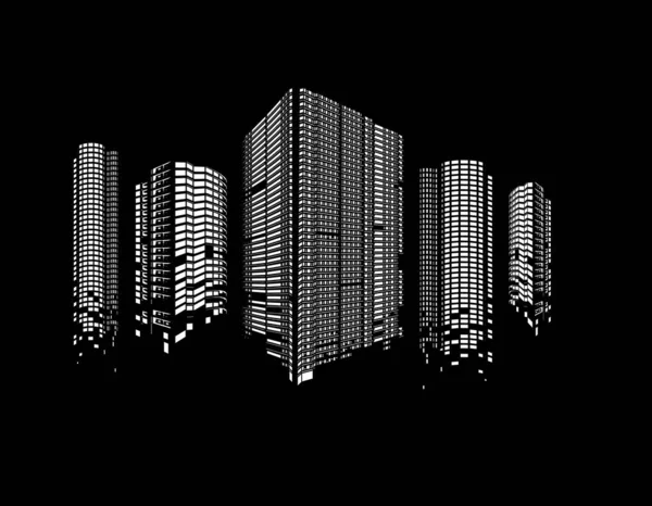 Modern Skyscrapers Vector Illustration — 스톡 벡터