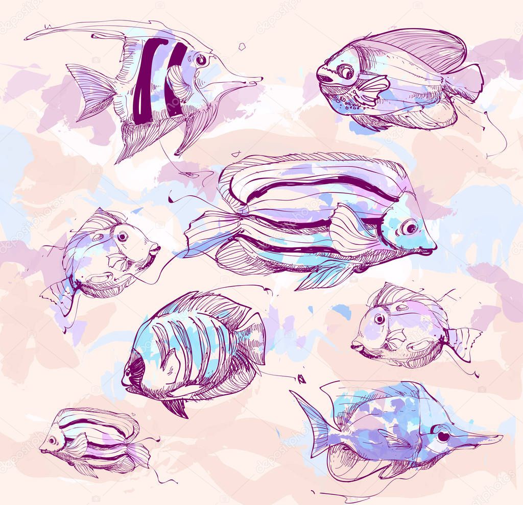 fish background, vector illustration 