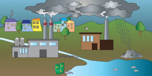 Industriell förorening av vatten — Stockfoto