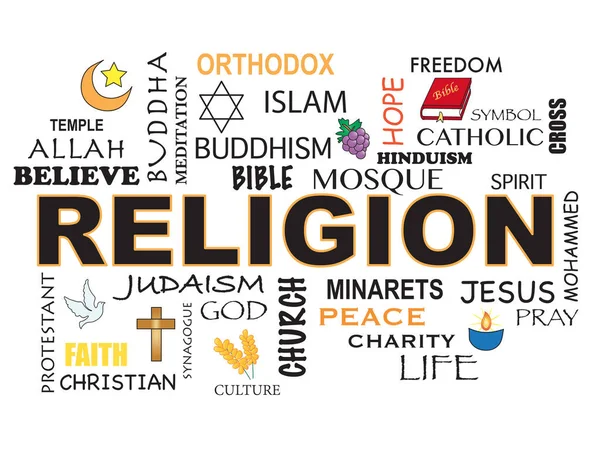 Palavra religião — Fotografia de Stock