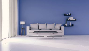 İç modern oturma odası 3D render 