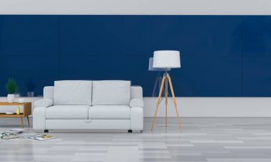 İç modern oturma odası 3D render 