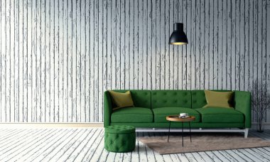 İç modern oturma odası 3D render 