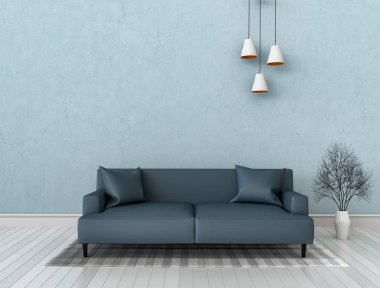 İç modern oturma odası 3D render 