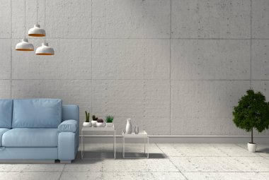 İç modern oturma odası 3D render 