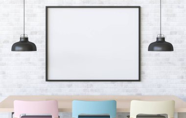 Yemek odası ile iç posterdeki alay. oturma odası modern tarzı. 3D render