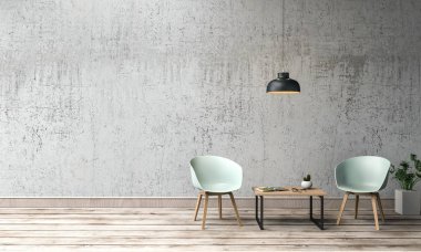 İç modern oturma odası 3D render 