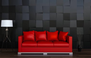 İç modern oturma odası 3D render 