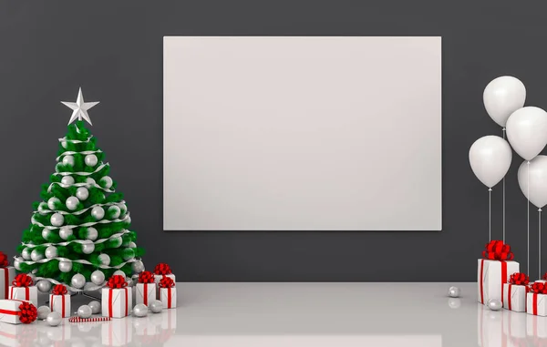 Mock Pôster Moldura Natal Interior Moderna Sala Estar Com Uma — Fotografia de Stock