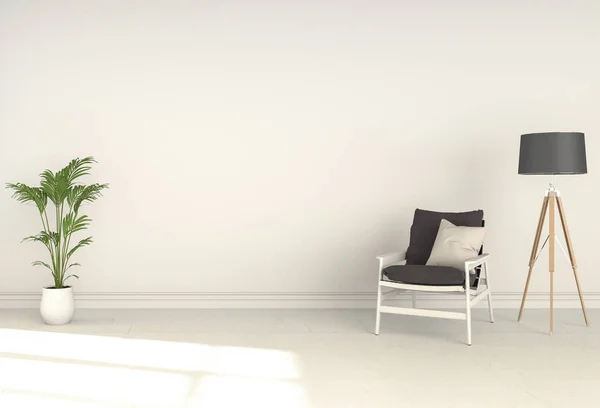 Rendering Neutral Interior Armchair Empty Wall Background — Stock Photo, Image
