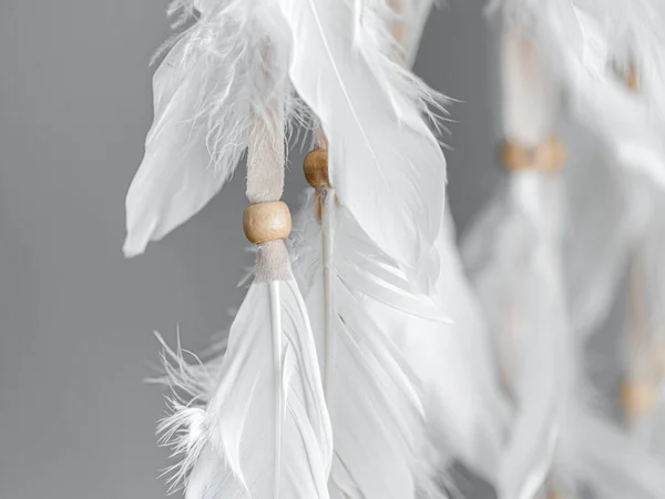 Plumage Beads Native American Dreamcatcher Close Selective Focus — Stock Photo, Image