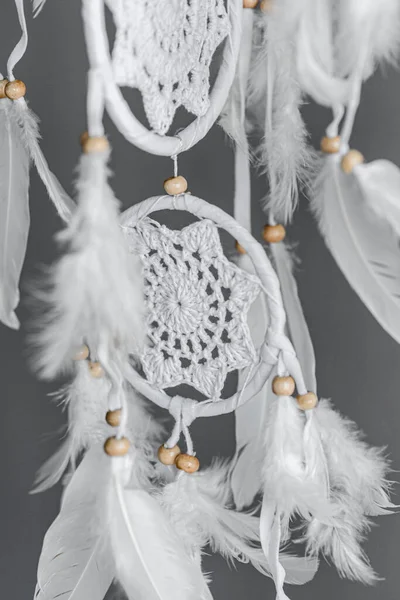 White Dreamcatcher Native American Amulet Boho Chic Ethnic Protection Soft — Stock Photo, Image