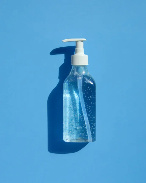 Bottle Pump Gel Hand Sanitizer Blue Background Necessary Personal Hygiene — Stock Photo, Image